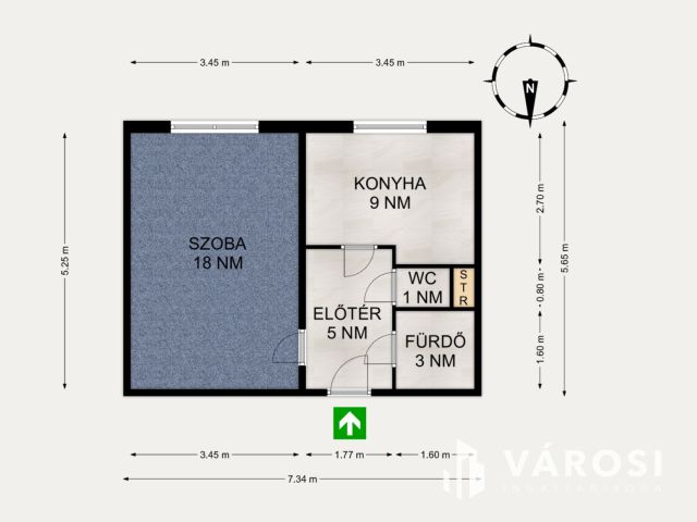 35 négyzetméteres nagykonyhás garzon