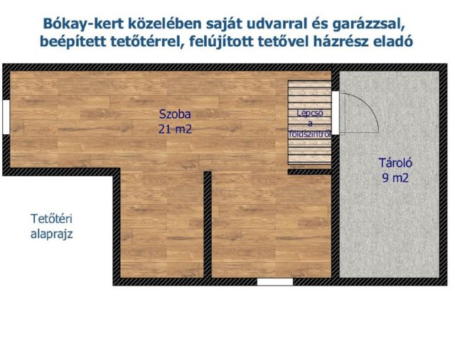 Bókay-kert közelében saját udvarral, garázzsal házrész eladó